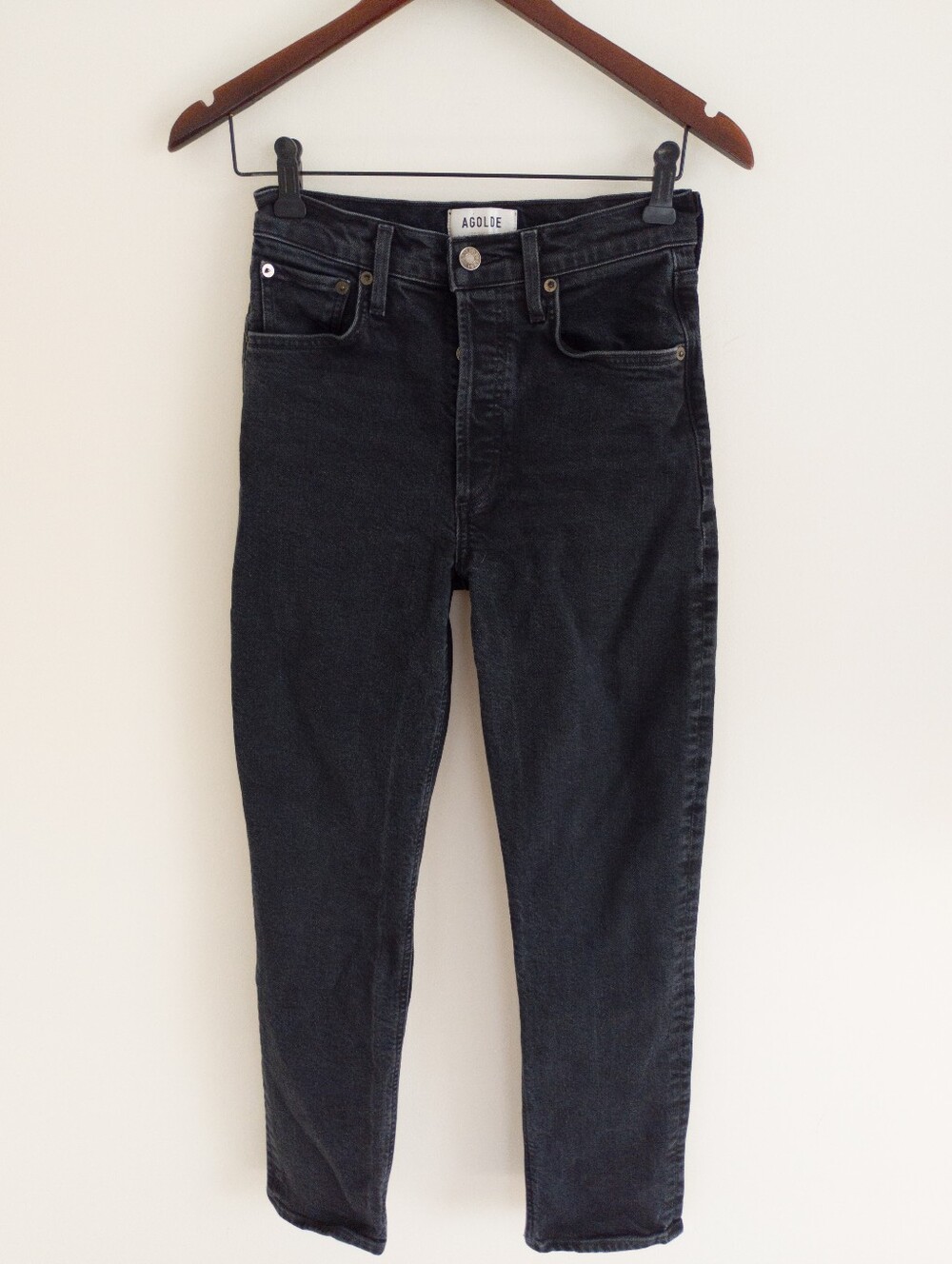 AGOLDE Riley High Rise Straight Jeans Compilation Black Size 24